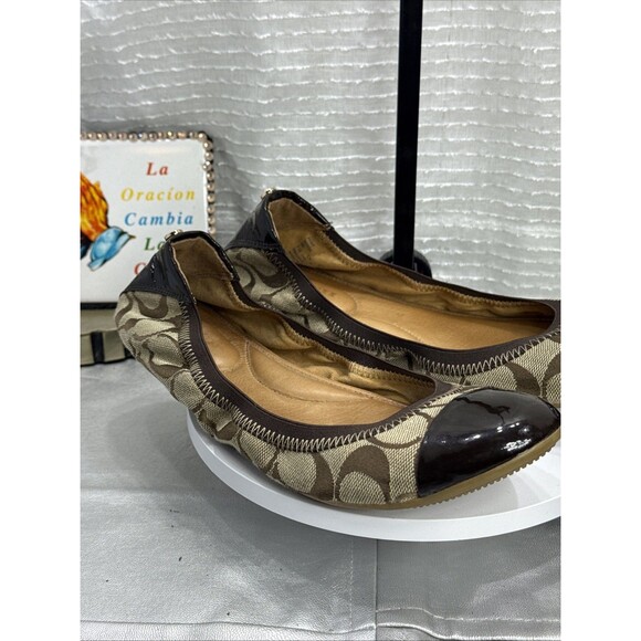 (C)Coach Wanda Women's Tan/Brown Signature Logo Canvas/Leather Ballet Flats 8.5B - Picture 12 of 12